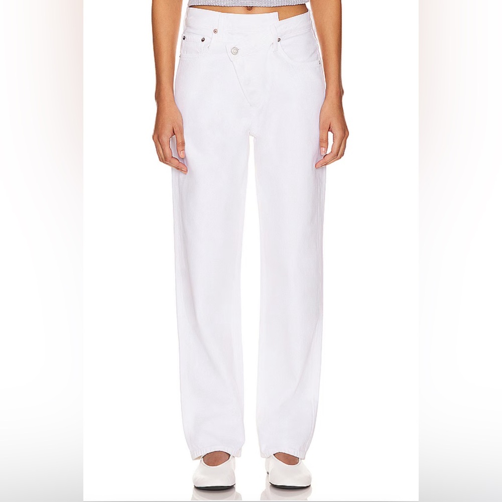Agolde Criss Cross Straight Jeans, White, Size 26